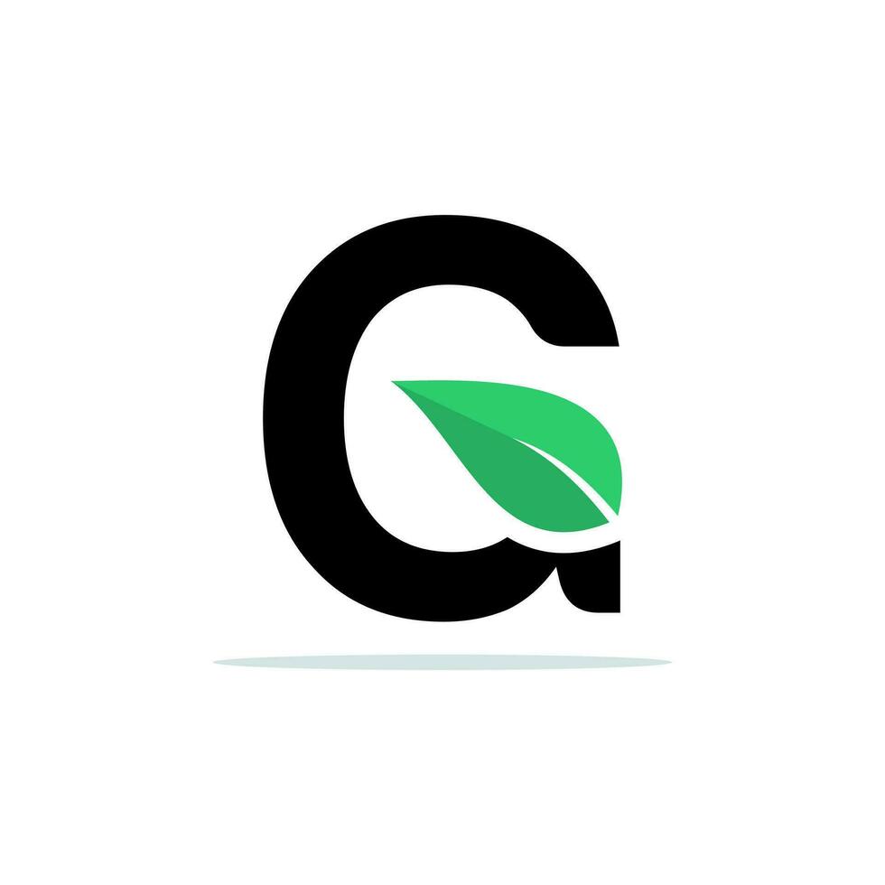 Letter G Leaf Logo Design Template, Letter G logo with leaf simple vector