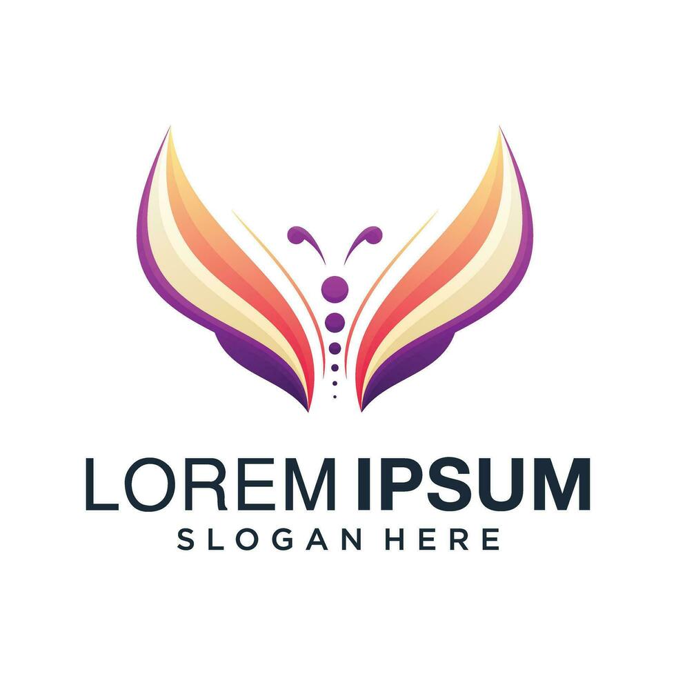 Butterfly logo design inspiration with colorful 3D style vector