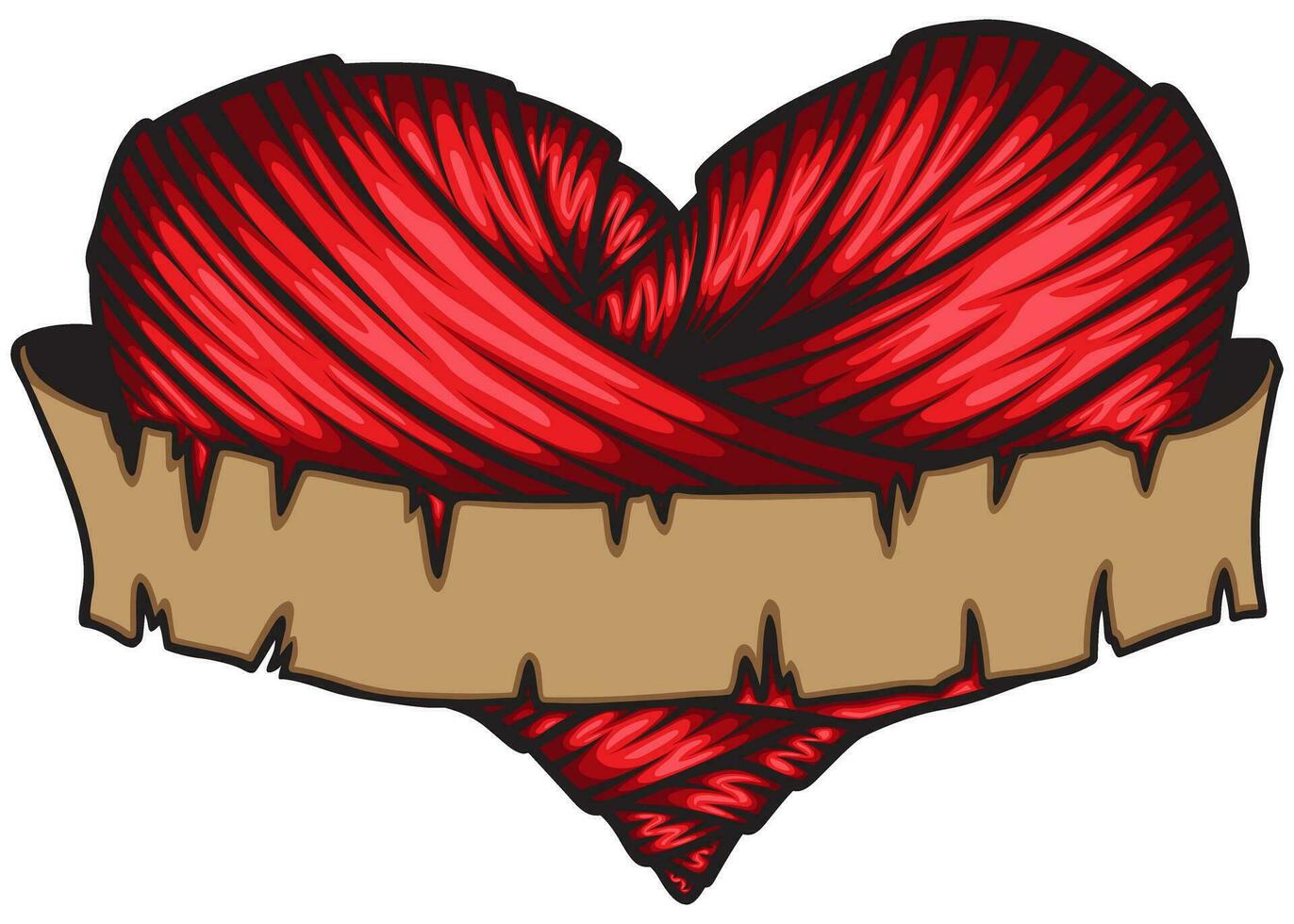 Heart wrapped in red cloth vector