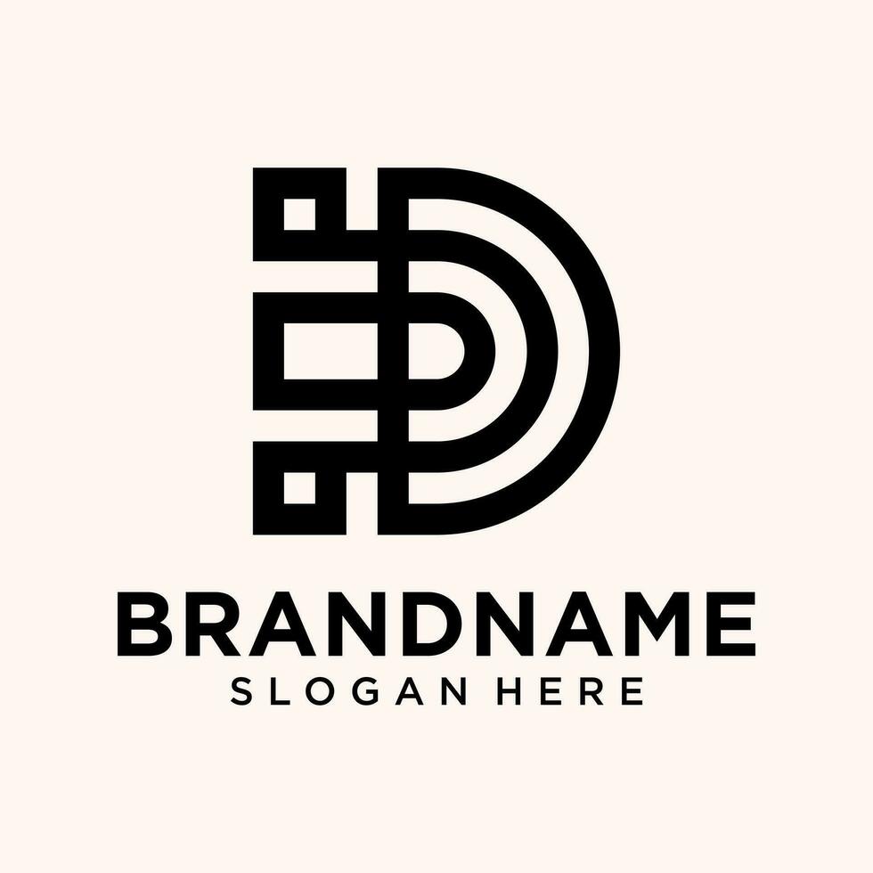 minimalist D letter logo design inspiration. vector