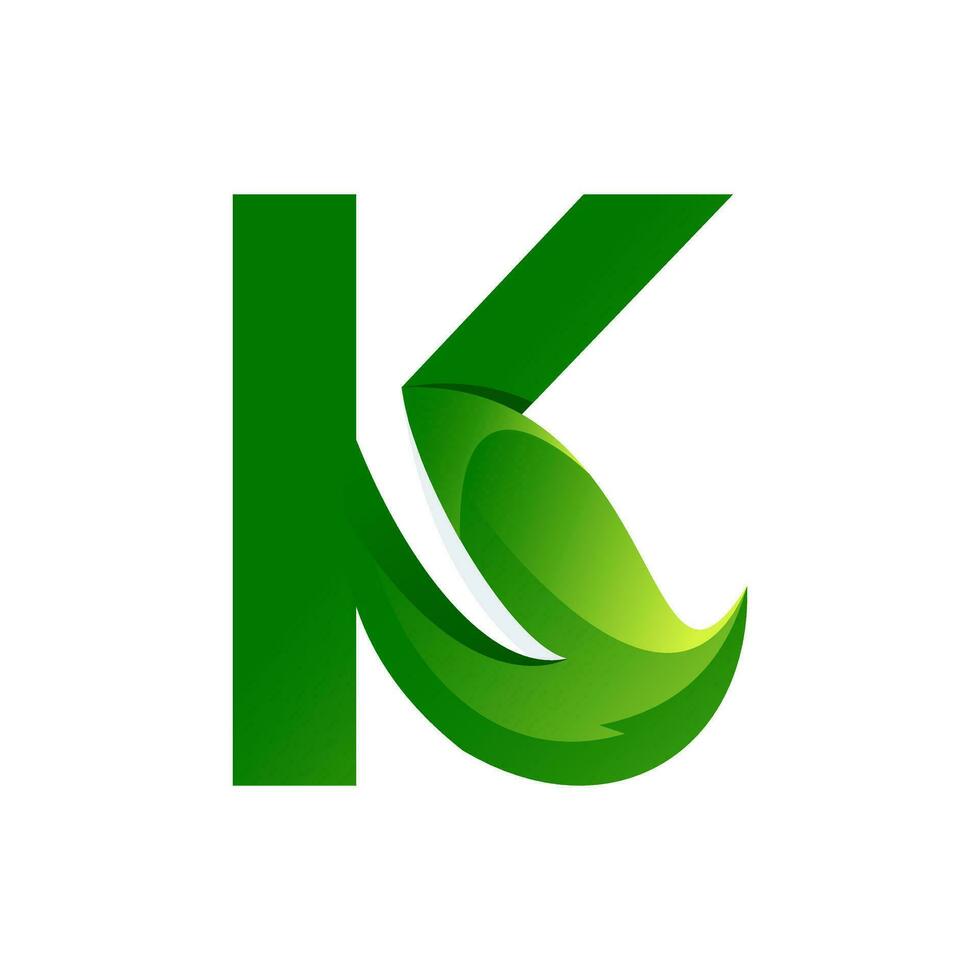 k letter leaf logo with colorful style vector