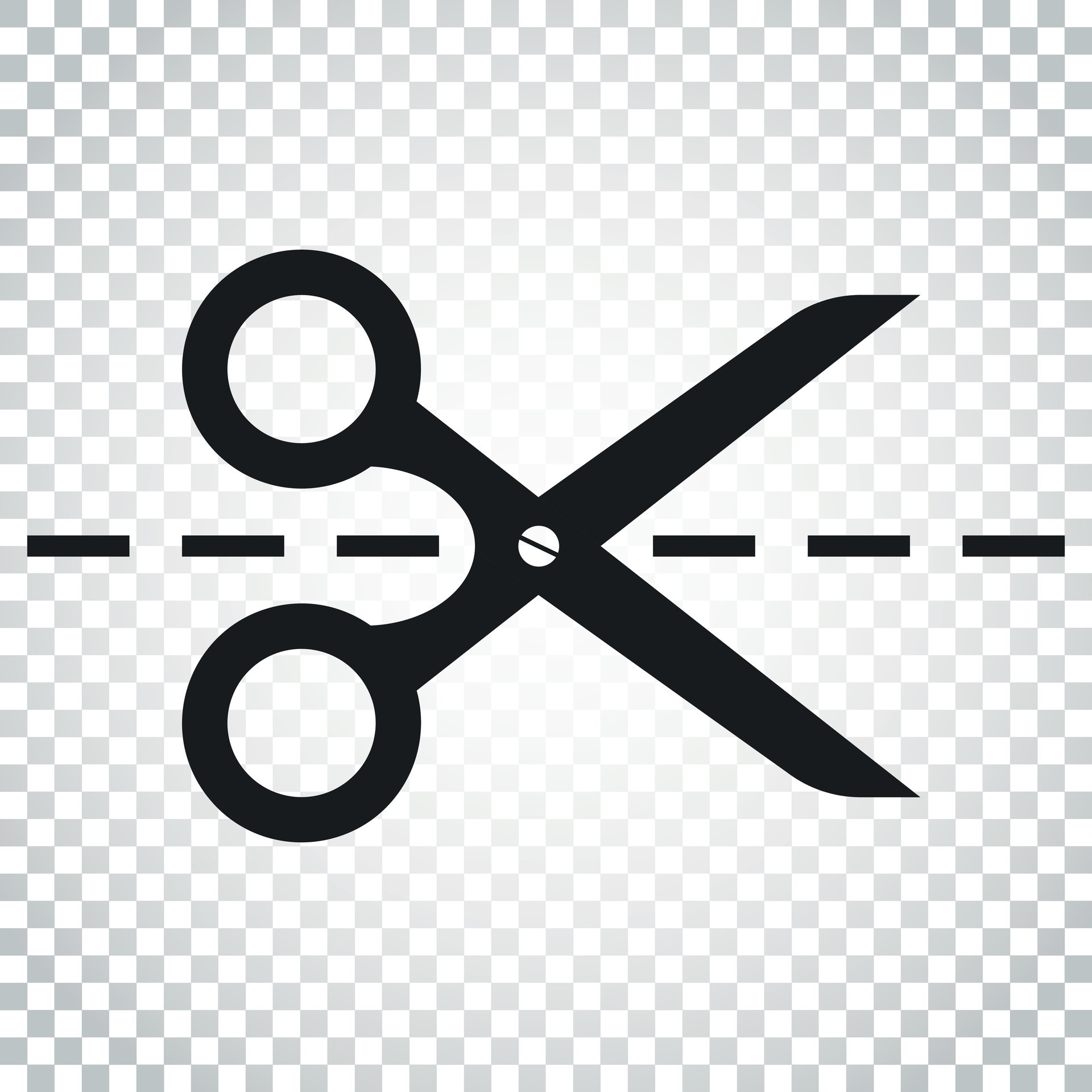 Scissors icon with cut line. Scissor vector illustration. Simple
