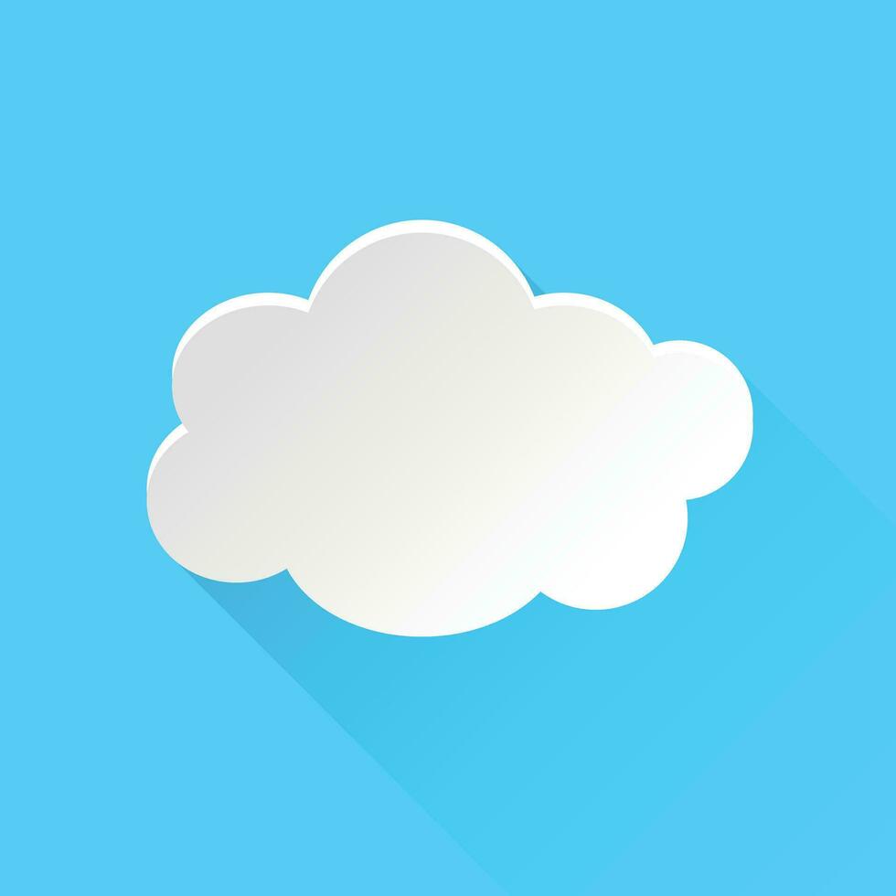 Cloud sky vector icon. Clouds with shadow flat vector illustration. Cartoon bubble business concept pictogram on blue background.