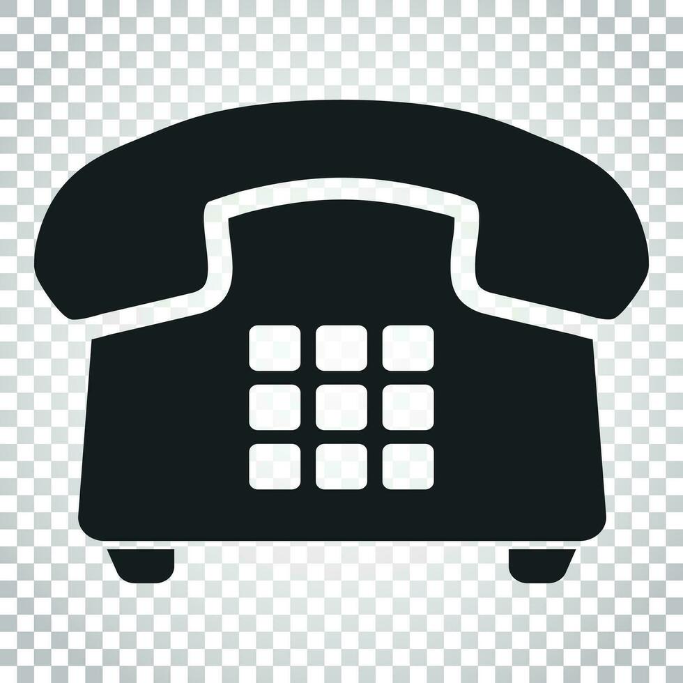 Phone vector icon. Old vintage telephone symbol illustration. Simple business concept pictogram on isolated background.