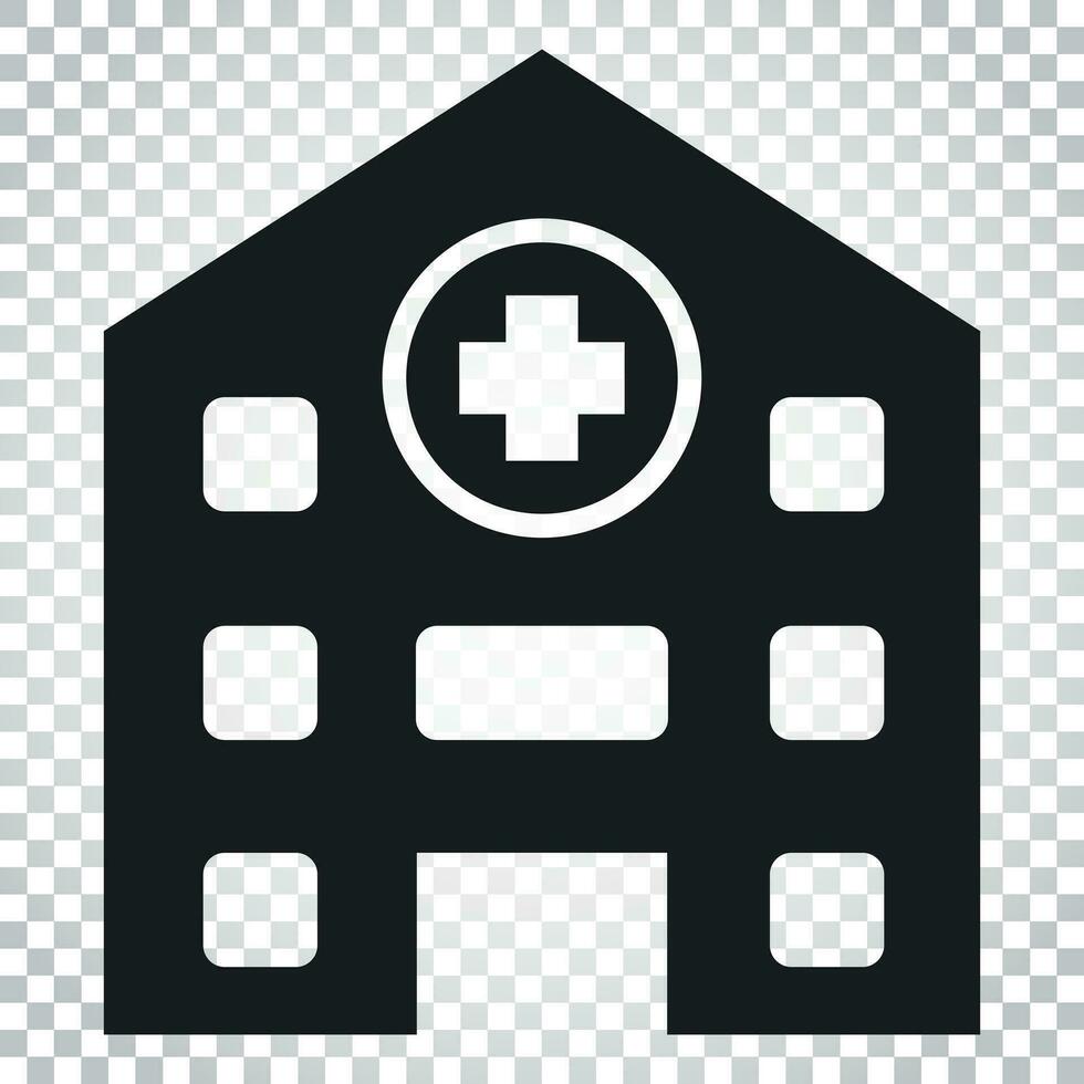 Hospital building vector icon. Infirmary medical clinic sign illustration. Business concept simple flat pictogram on isolated background.