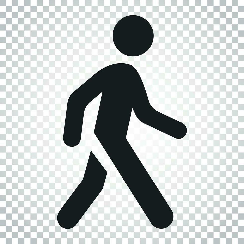 Walking man vector icon. People walk sign illustration. Business concept simple flat pictogram on isolated background.