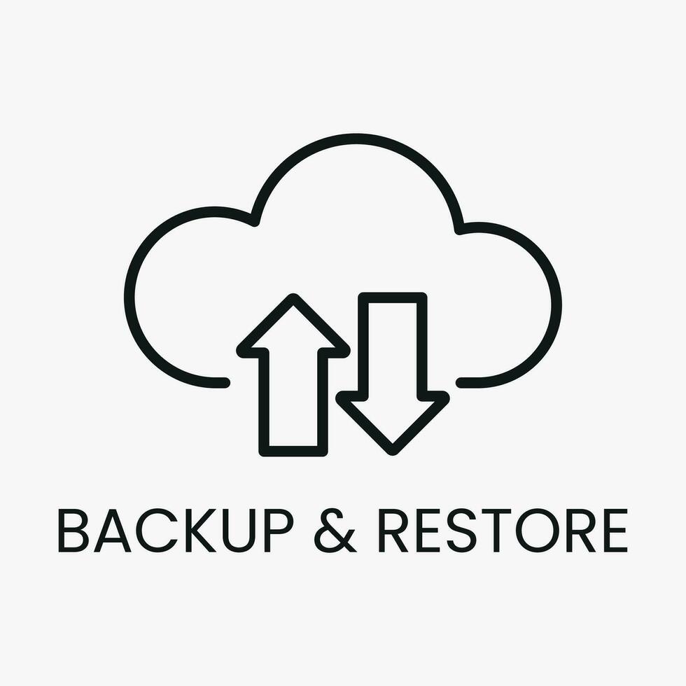 vector icon backup and restore, cloud, web, internet. app, simple line