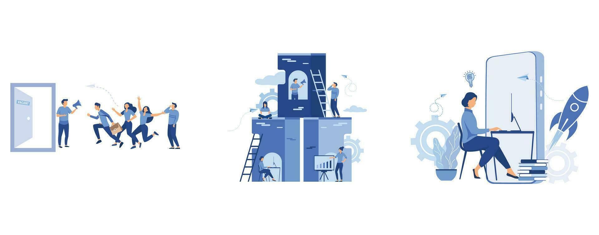 Recruitment recruitment agency, crowd of running people, Creative