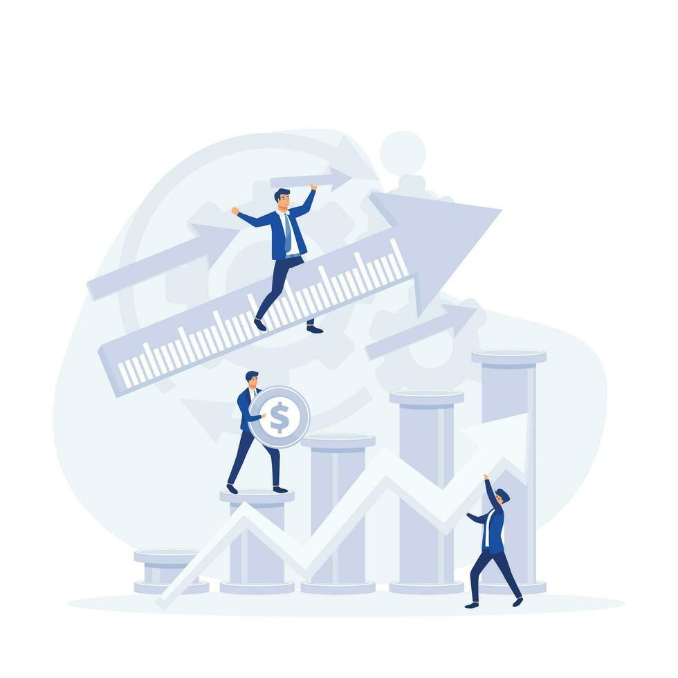 Business growth Concept, professional people working as team, flat vector modern illustration