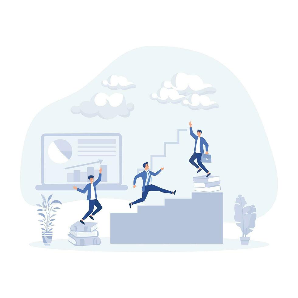 Succes of Business concept, Way up to reach the goal of Business,  flat vector modern illustration