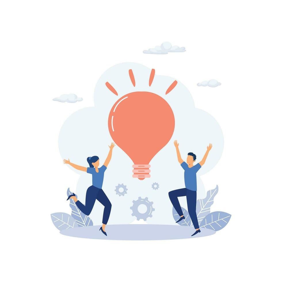 find idea, people try to find best idea, flat vector modern illustration