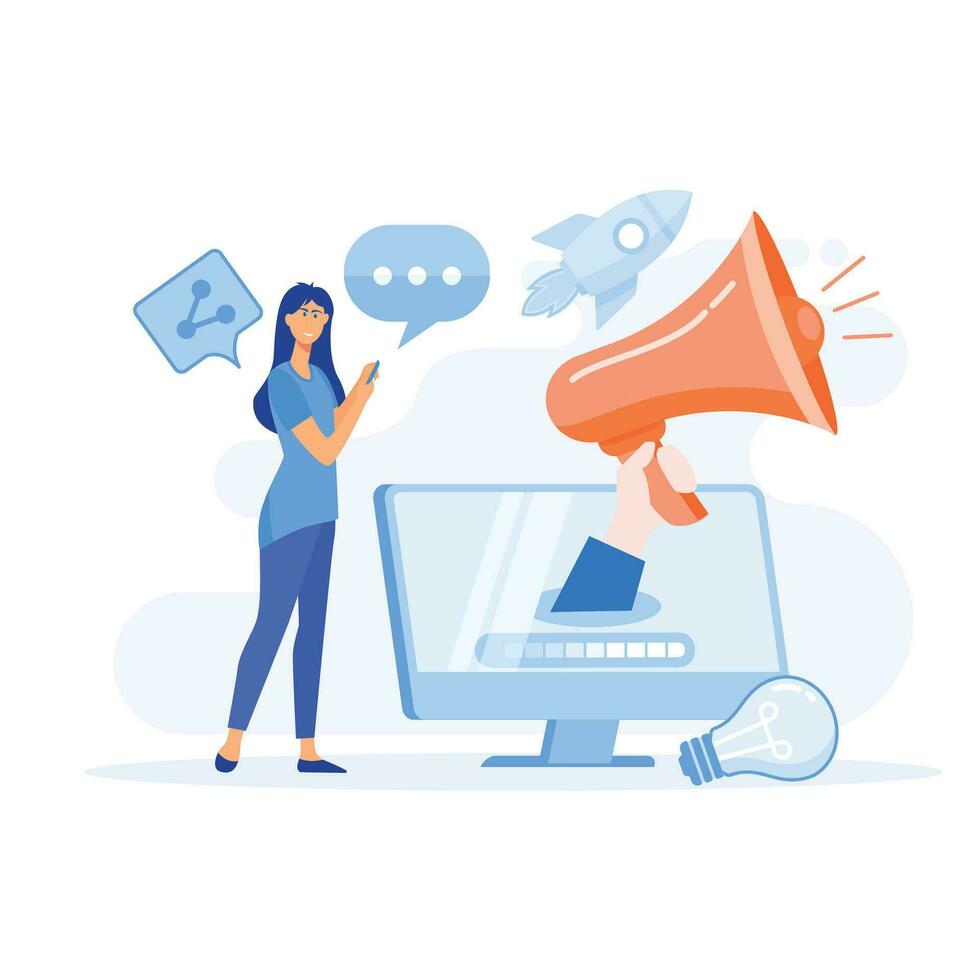Business concept. Digital marketing and promotion, planning marketing strategy to achieve business goals. flat vector modern illustration