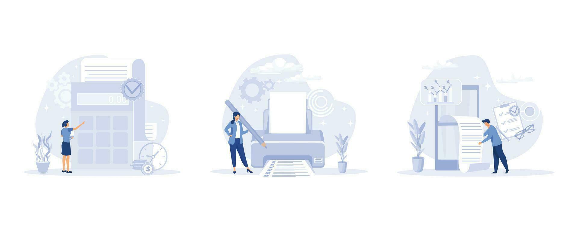 Characters planning finances. Personal finance and savings concept. flat vector modern illustration