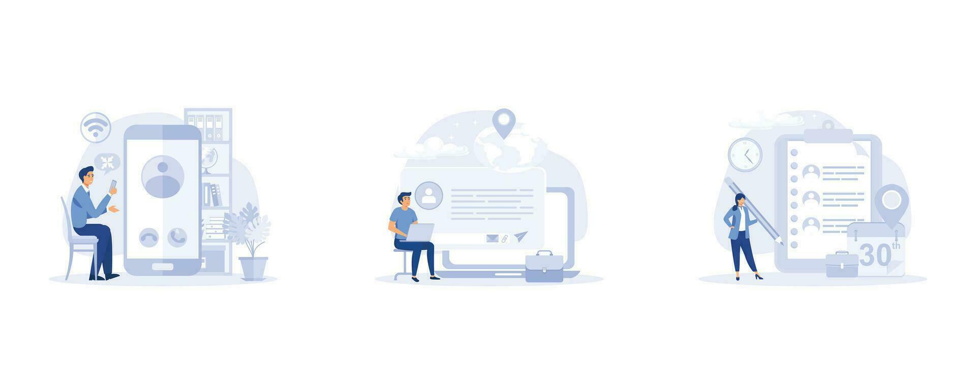 Meeting planning. developing agenda and organizing productive conversation. Business concept. flat modern vector illustration