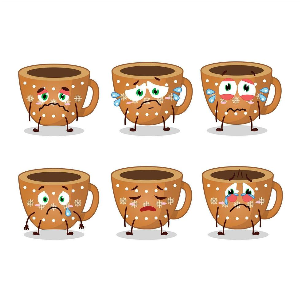 Coffee cookies cartoon character with sad expression vector
