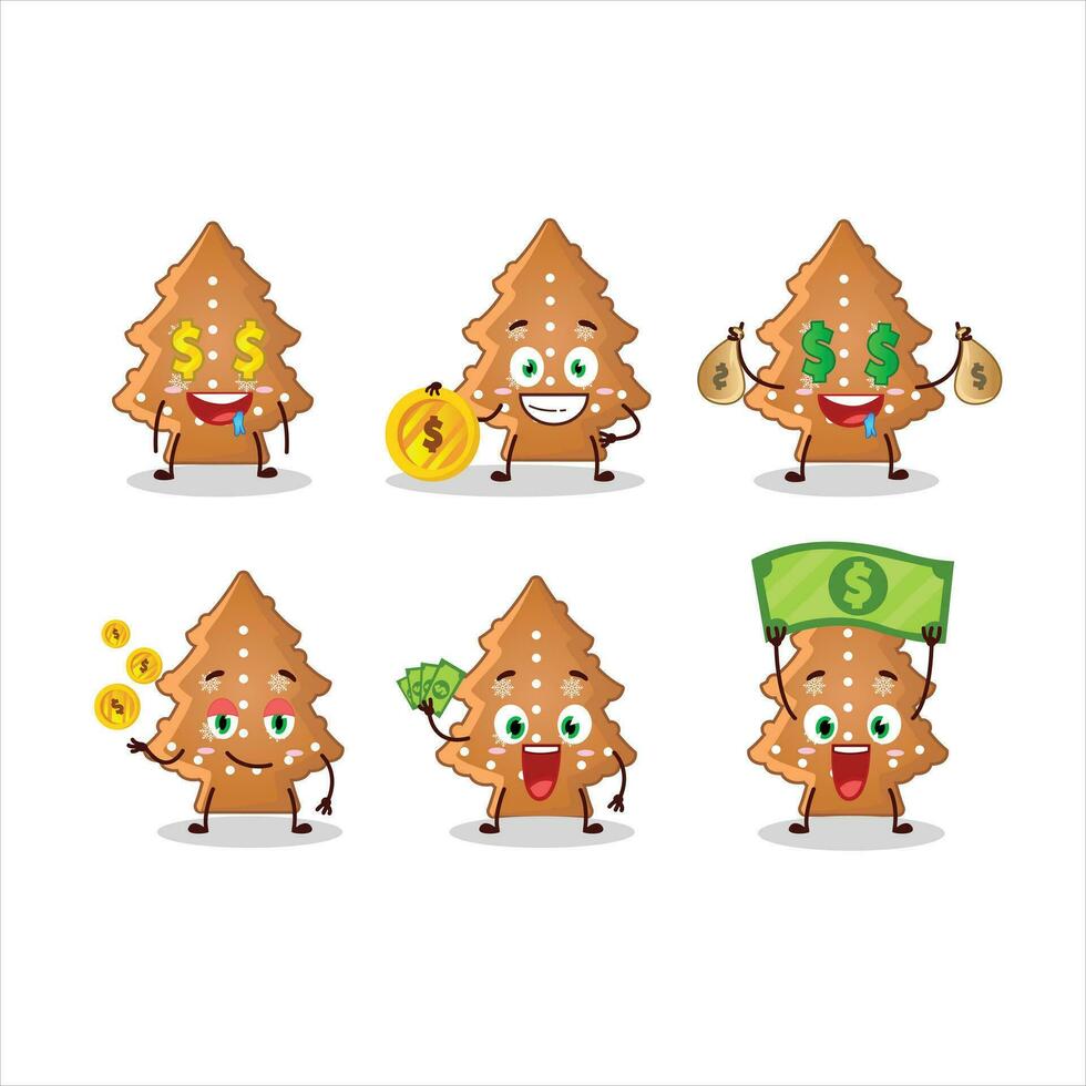 galletas árbol dibujos animados personaje con linda emoticon traer dinero vector