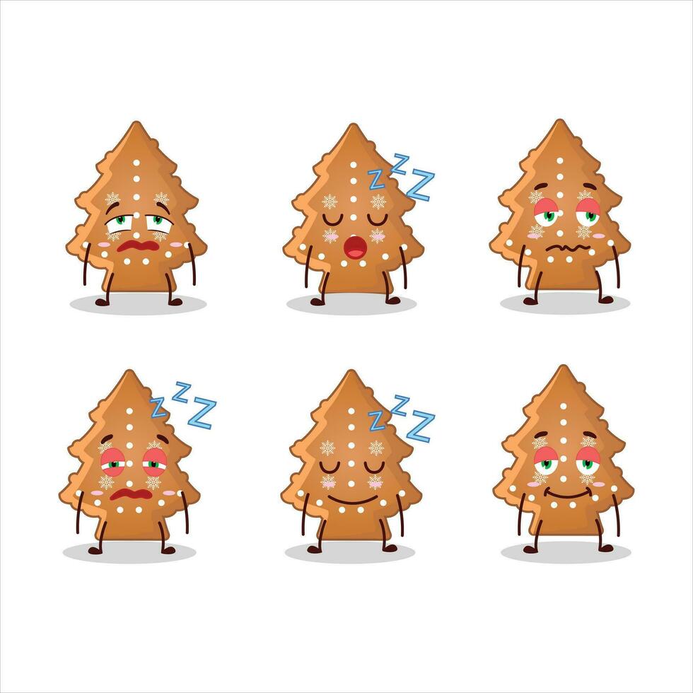 Cartoon character of cookies tree with sleepy expression vector