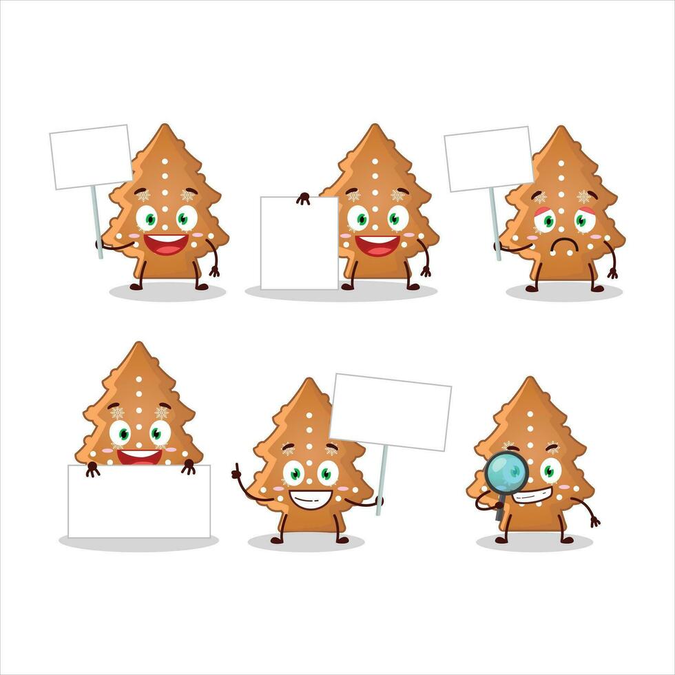 Cookies tree cartoon character bring information board vector