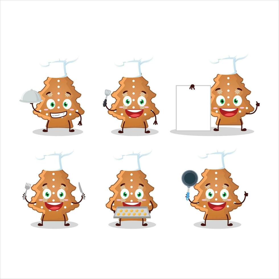 Cartoon character of blue santa bag with various chef emoticons vector