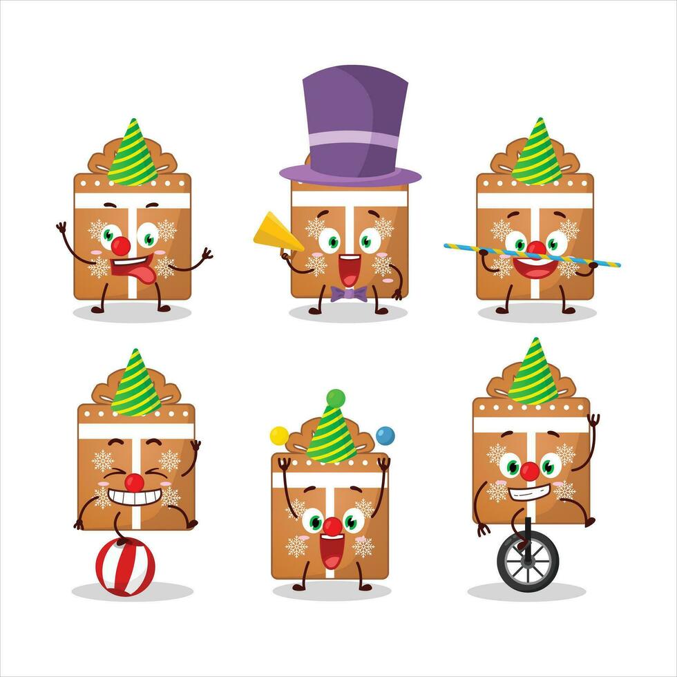 dibujos animados personaje de regalo galletas con varios circo muestra vector