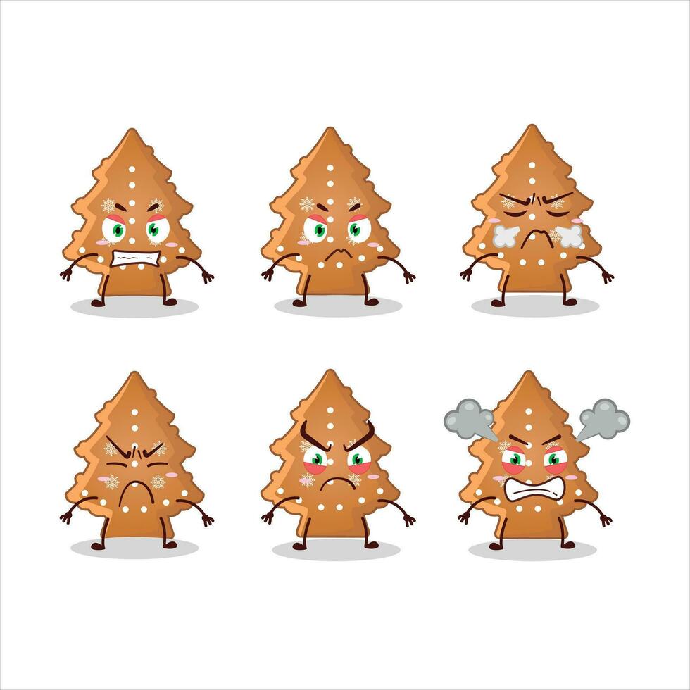 Blue santa bag cartoon character with various angry expressions vector