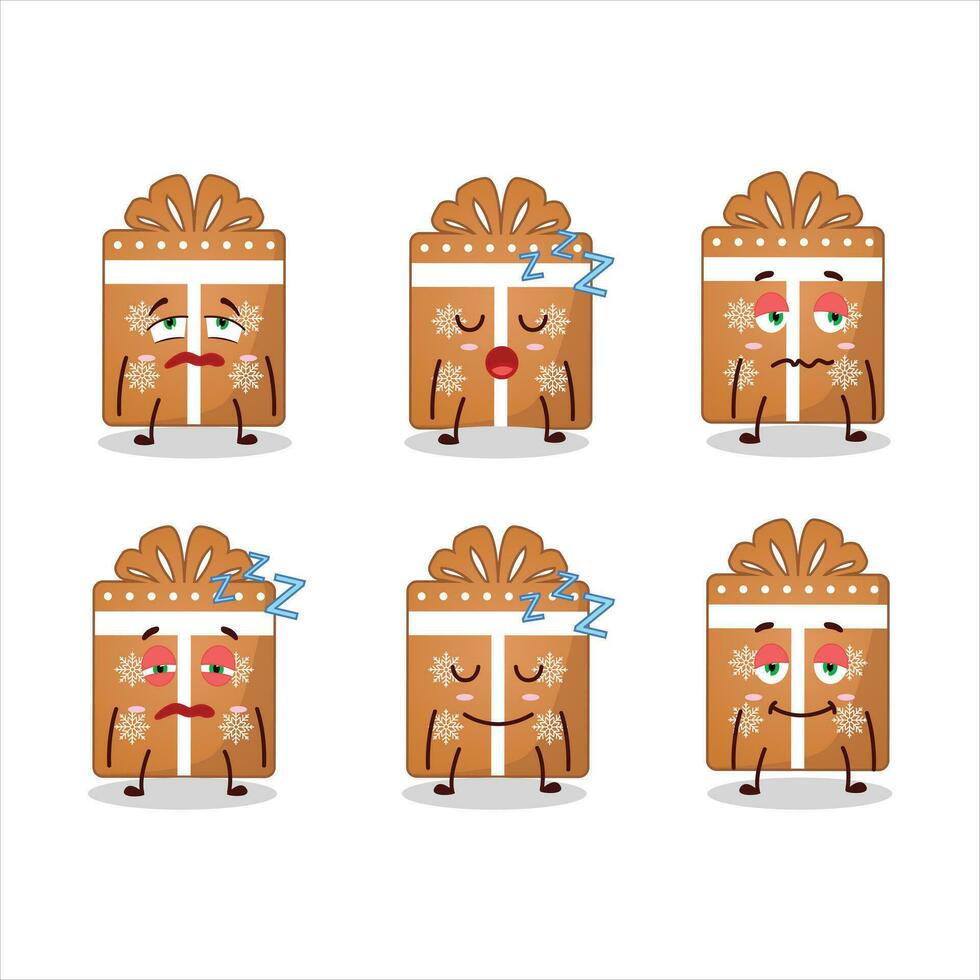 Cartoon character of gift cookies with sleepy expression vector