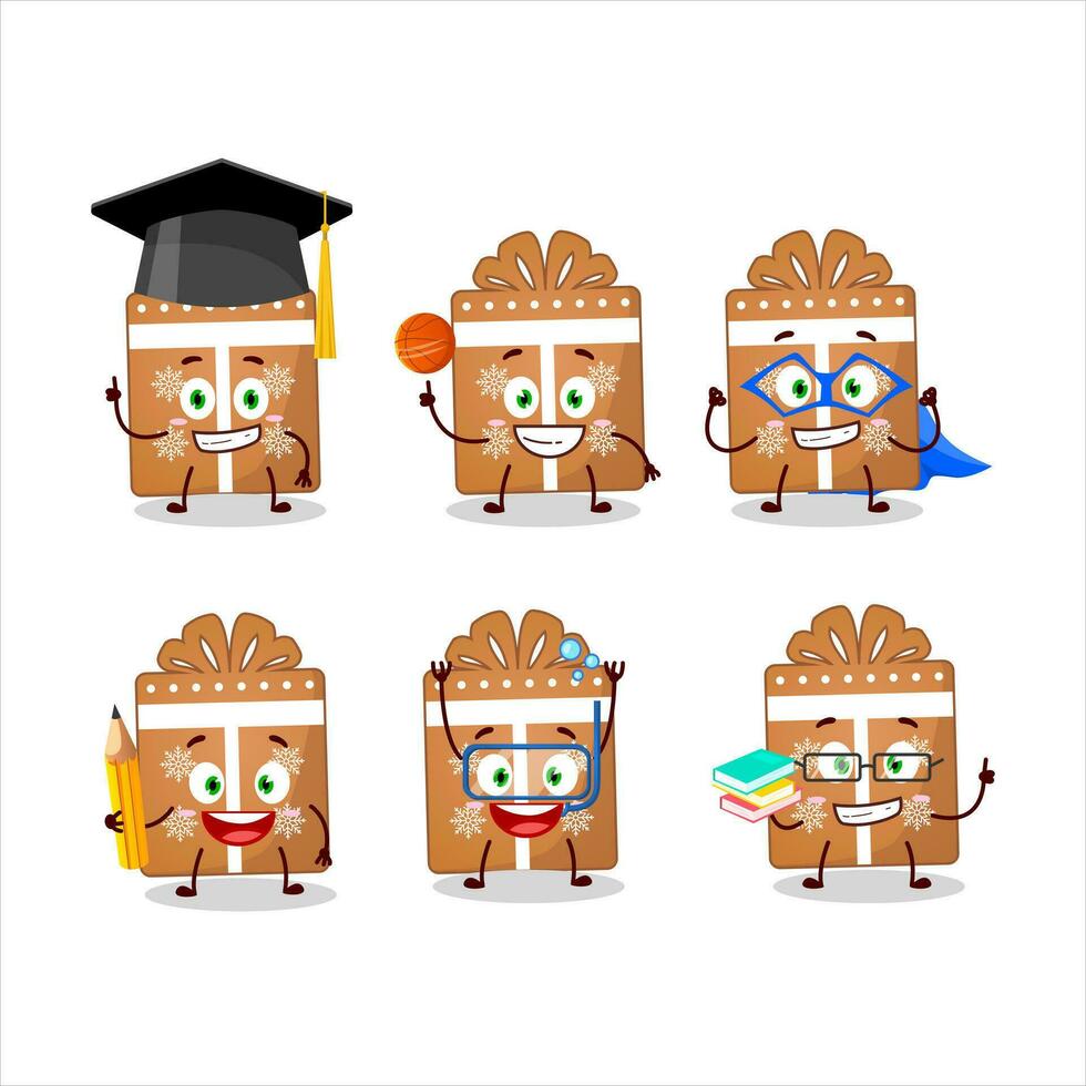 School student of gift cookies cartoon character with various expressions vector