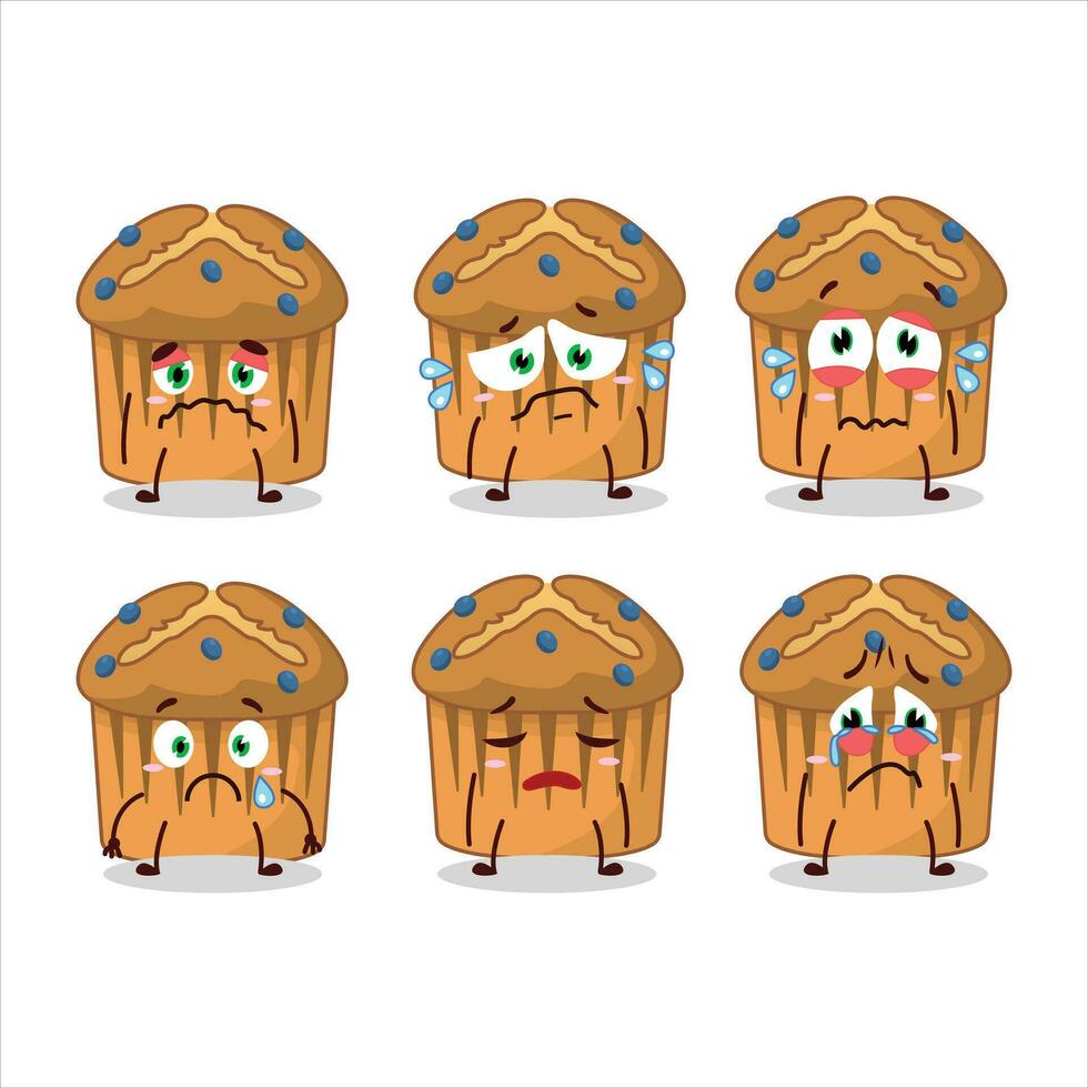 Blueberry muffin cartoon character with sad expression vector