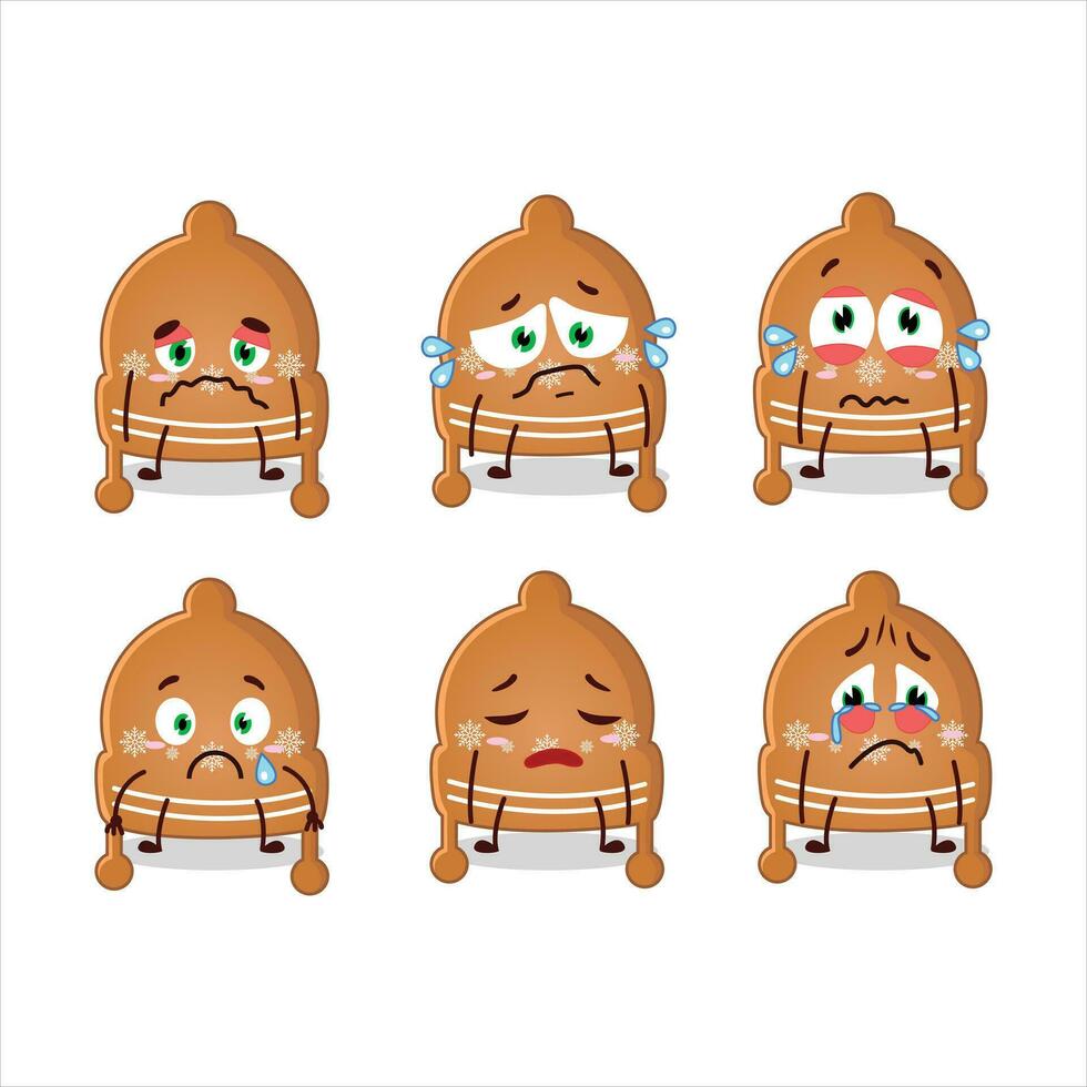 Navidad sombrero galletas dibujos animados personaje con triste expresión vector