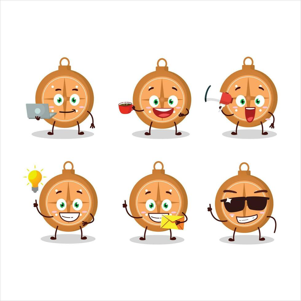 Compass cookies cartoon character with various types of business emoticons vector