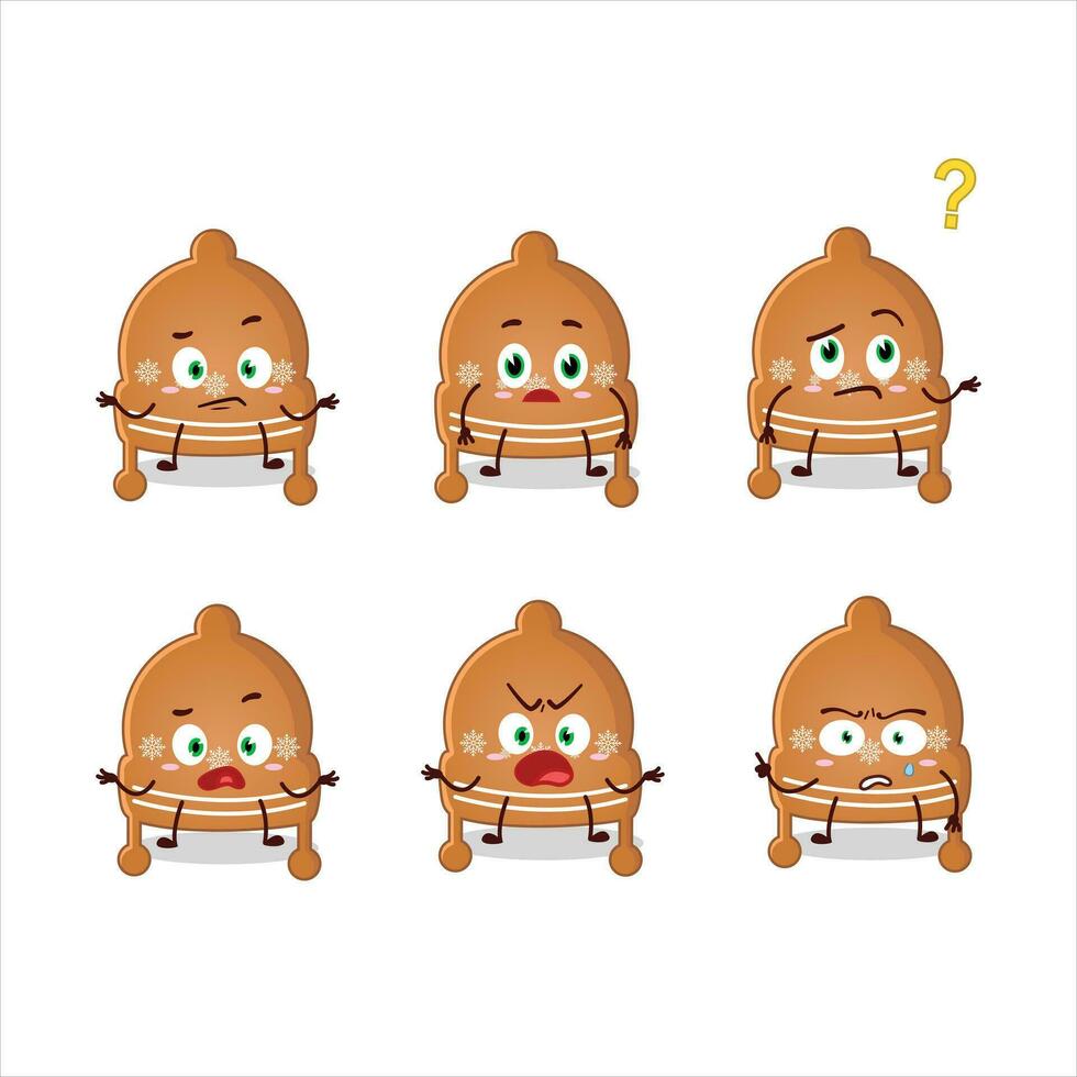 Cartoon character of christmas hat cookies with what expression vector