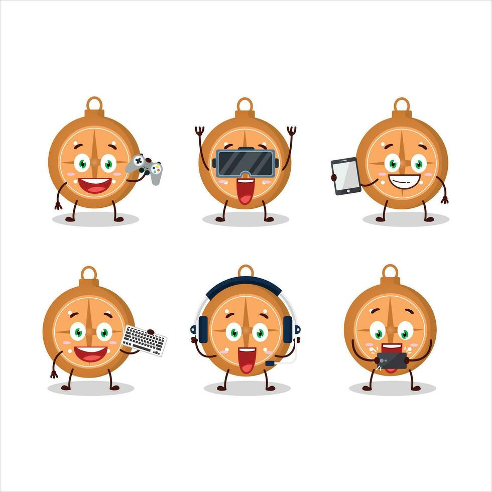 Brújula galletas dibujos animados personaje son jugando juegos con varios linda emoticones vector