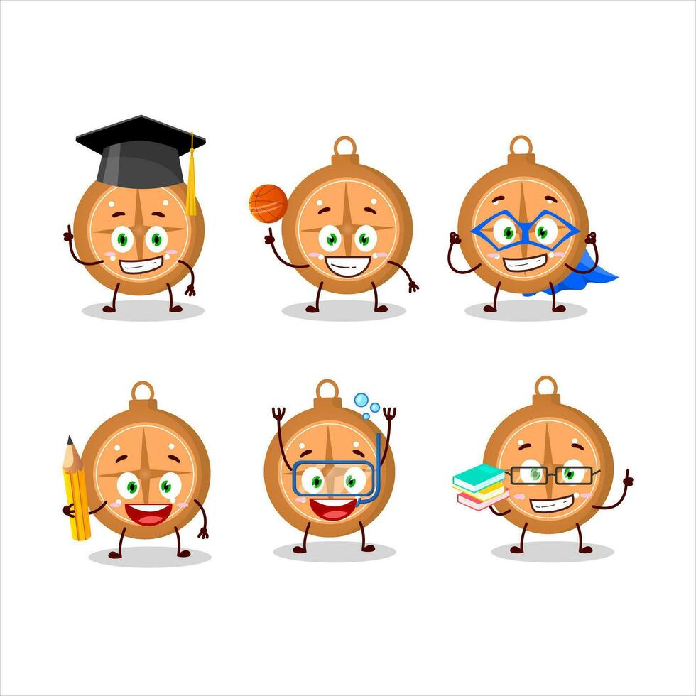 School student of compass cookies cartoon character with various expressions vector