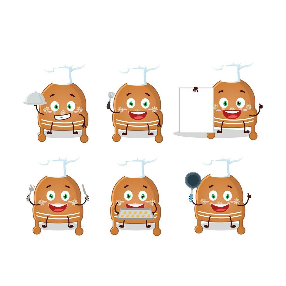 dibujos animados personaje de Navidad sombrero galletas con varios cocinero emoticones vector