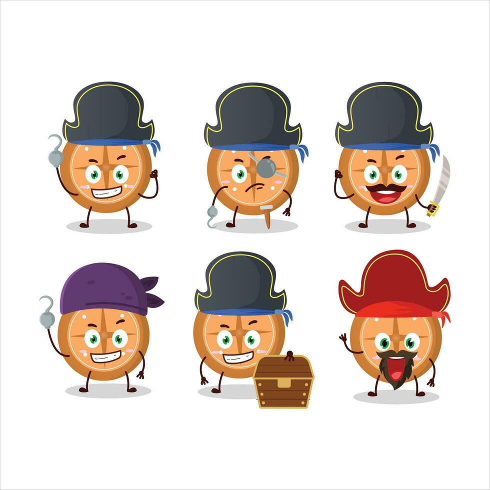 dibujos animados personaje de Brújula galletas con varios piratas emoticones vector