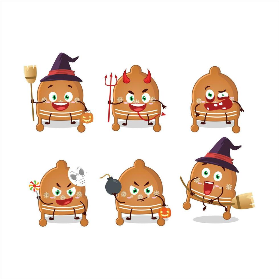 Halloween expression emoticons with cartoon character of christmas hat cookies vector