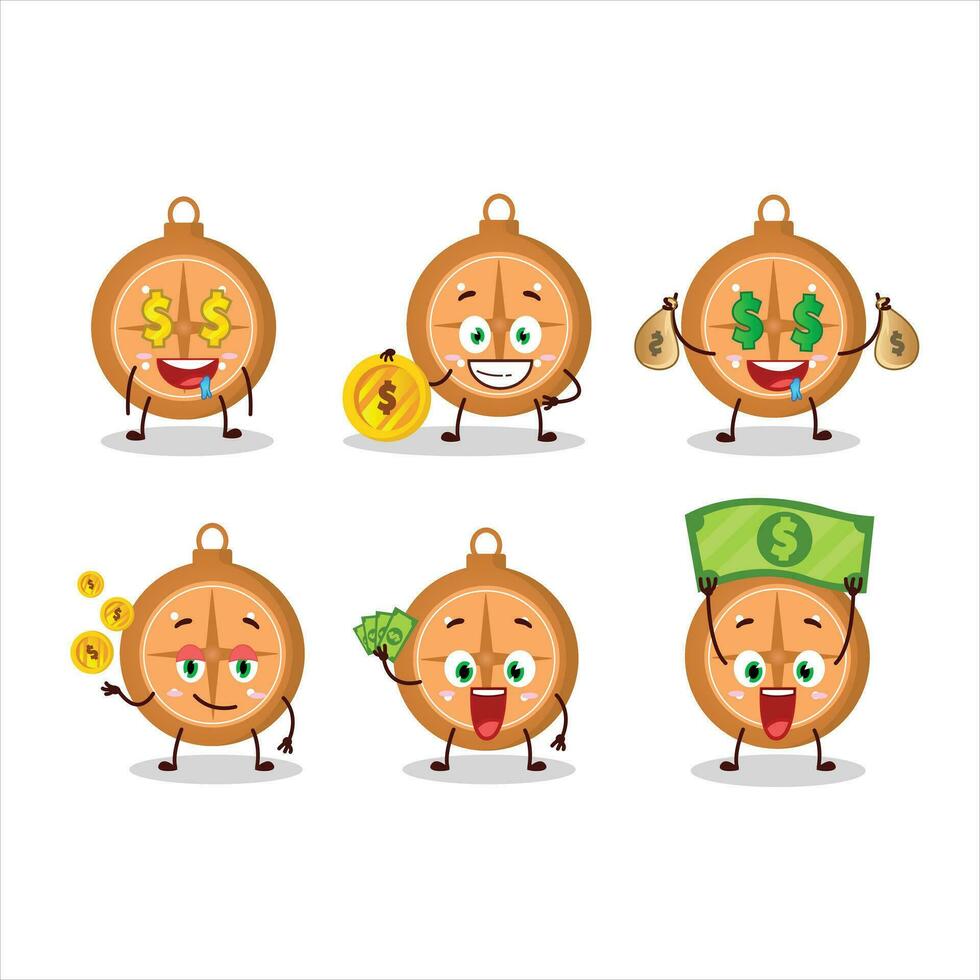 Brújula galletas dibujos animados personaje con linda emoticon traer dinero vector