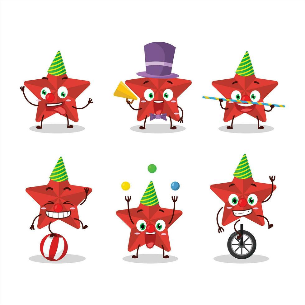 Cartoon character of new red stars with various circus shows vector