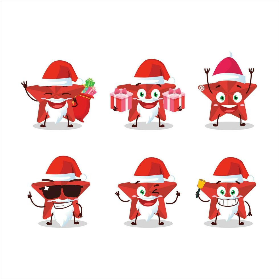 Papa Noel claus emoticones con nuevo rojo estrellas dibujos animados personaje vector