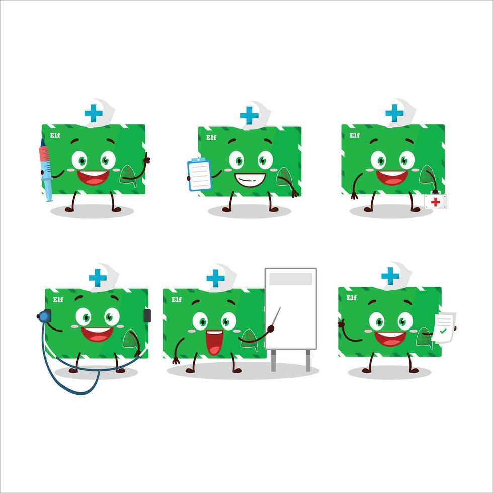 médico profesión emoticon con duende sobres dibujos animados personaje vector