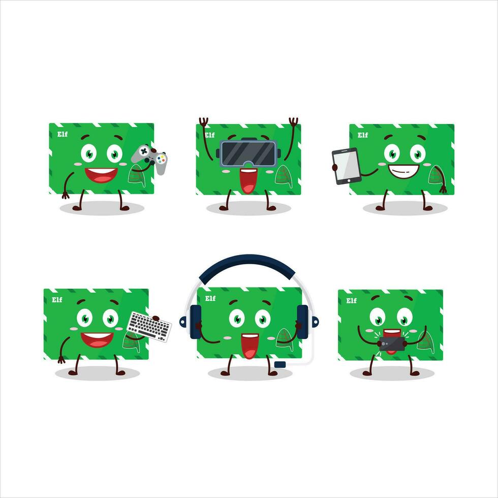 Elf Envelopes cartoon character are playing games with various cute emoticons vector