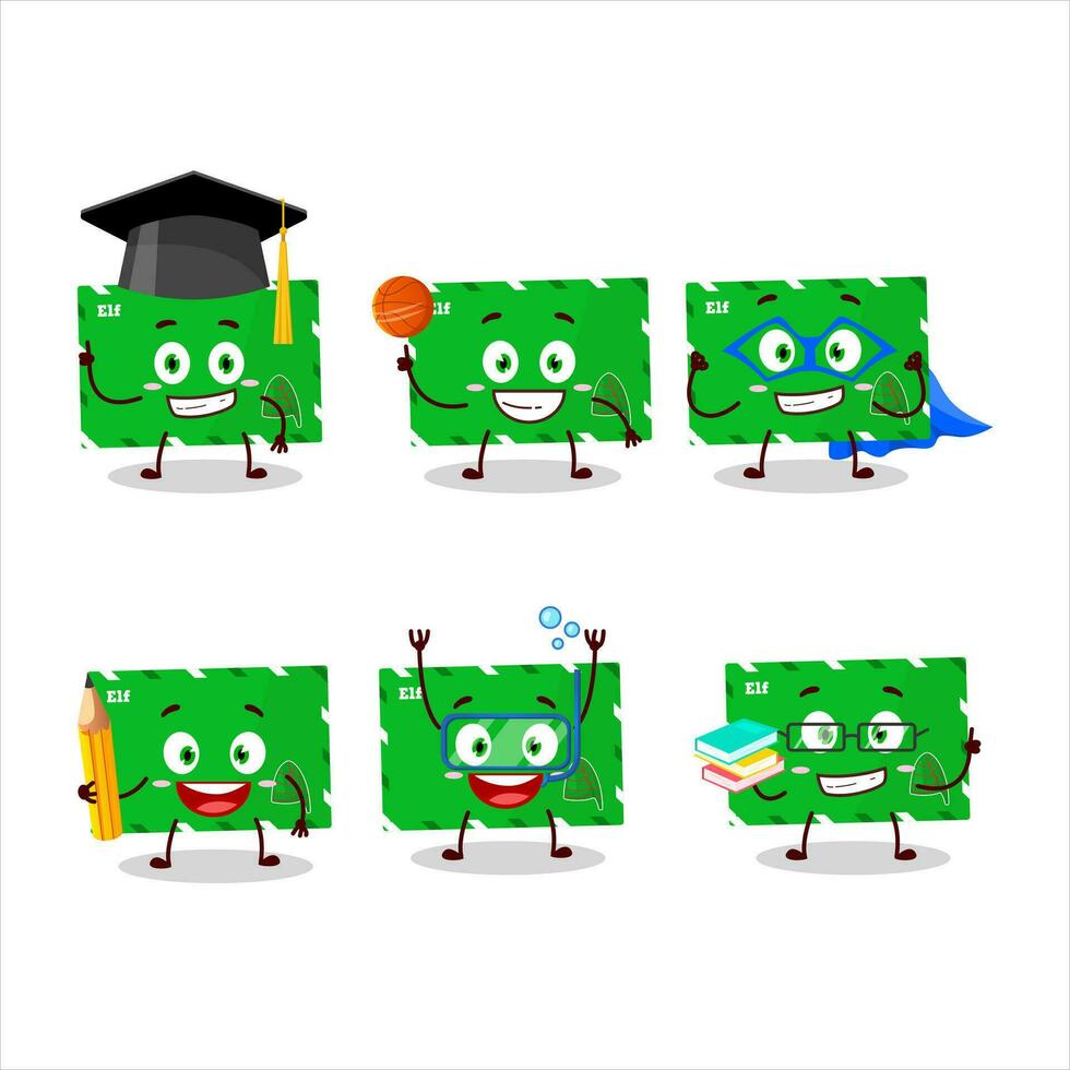 School student of elf envelopes cartoon character with various expressions vector