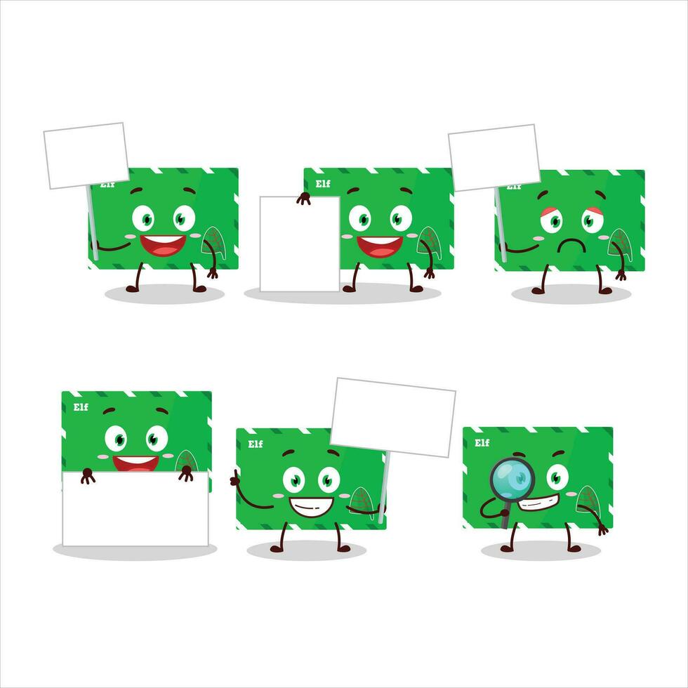 Elf envelopes cartoon character bring information board vector