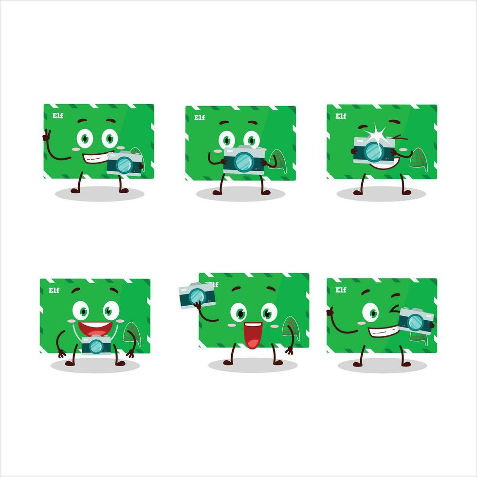 Photographer profession emoticon with elf envelopes cartoon character vector