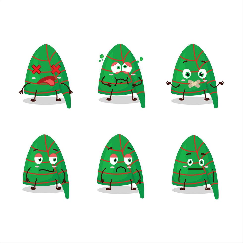 Green stripes elf hat cartoon character with nope expression vector