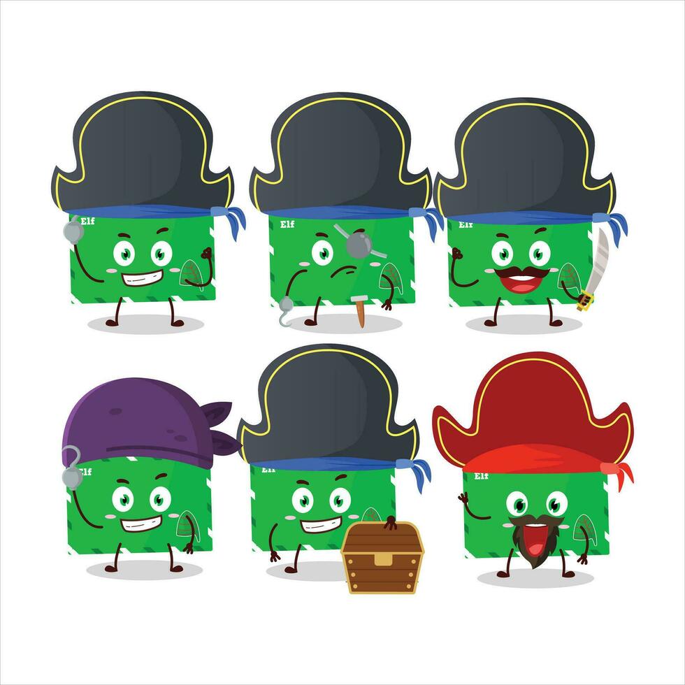 dibujos animados personaje de duende sobres con varios piratas emoticones vector