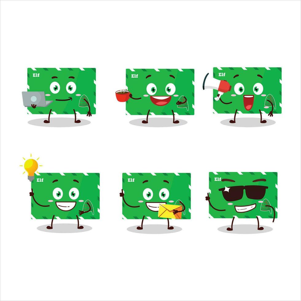 duende sobres dibujos animados personaje con varios tipos de negocio emoticones vector