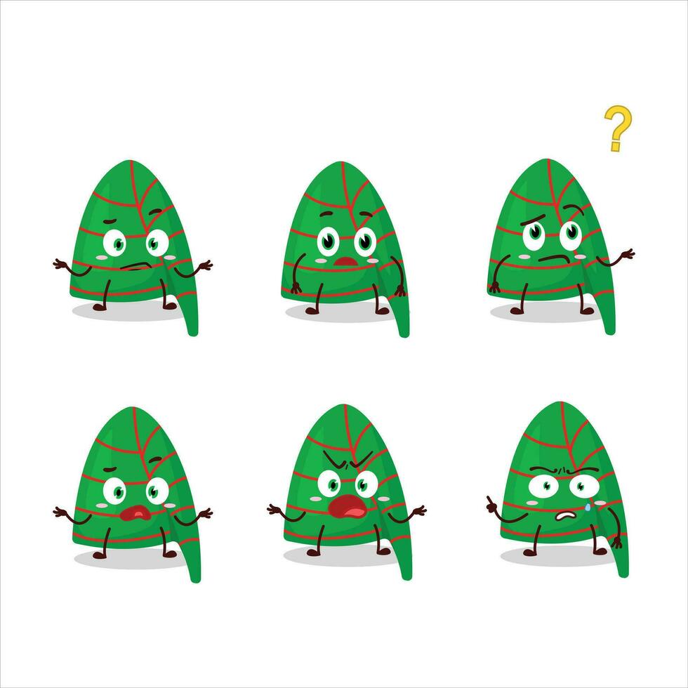 Cartoon character of green stripes elf hat with what expression vector