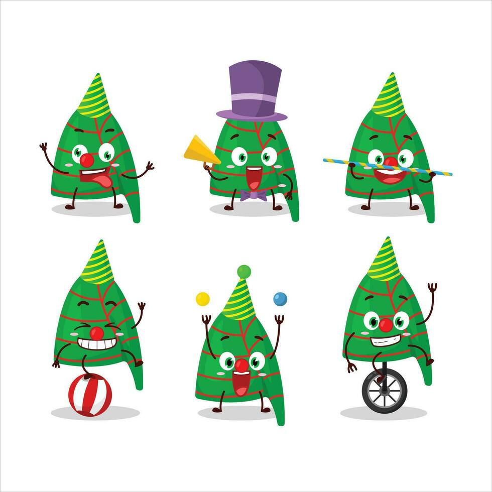 dibujos animados personaje de verde rayas duende sombrero con varios circo muestra vector