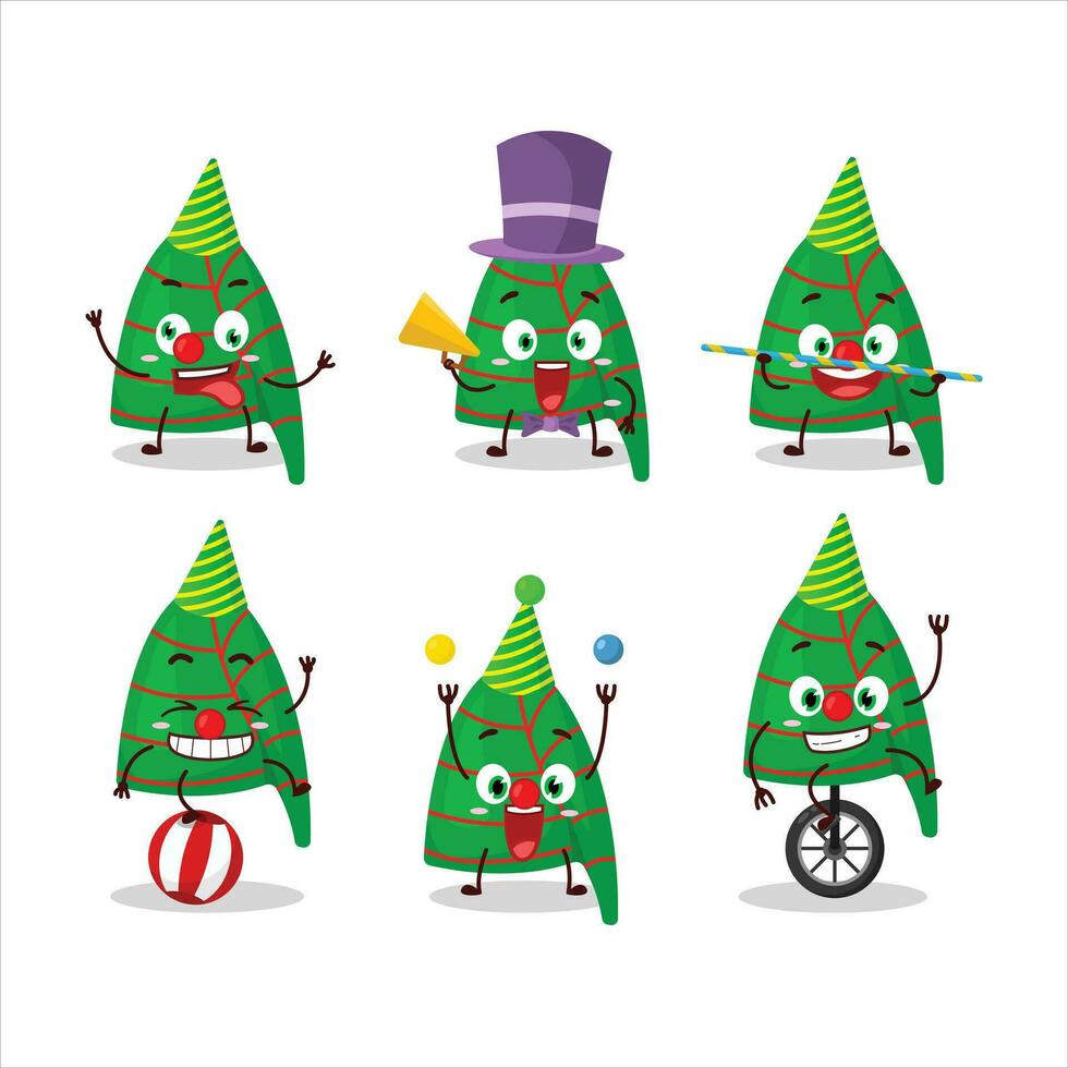 Cartoon character of green stripes elf hat with various circus shows vector